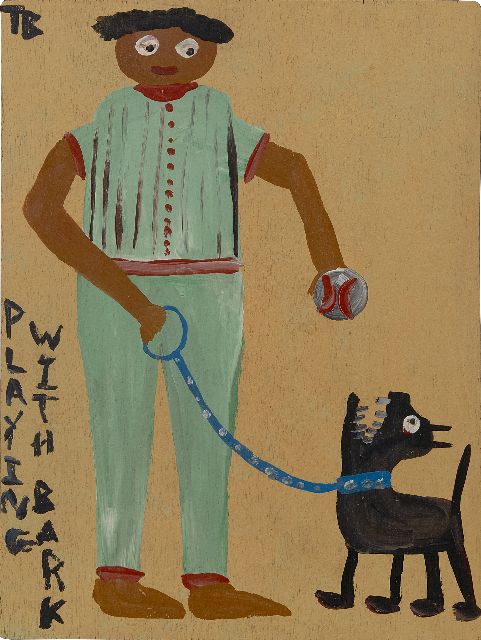 Tim Brown | Playing with Bark, acryl op paneel, 46,0 x 34,5 cm, gesigneerd l.b. en gedateerd 1988