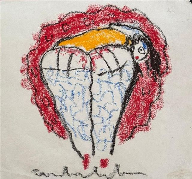 Anton Heyboer | Danseres, krijt op papier, 35,0 x 35,0 cm, gesigneerd m.o.