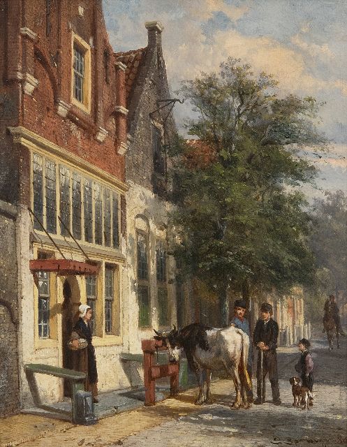 Cornelis Springer | Straatje in Monnickendam, olieverf op paneel, 25,1 x 19,8 cm, gesigneerd r.o. en gedateerd '80