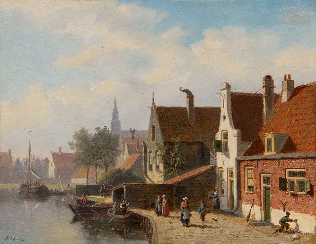 Johannes Frederik Hulk | Gezicht in Antwerpen, olieverf op paneel, 31,5 x 40,7 cm, gesigneerd l.o.