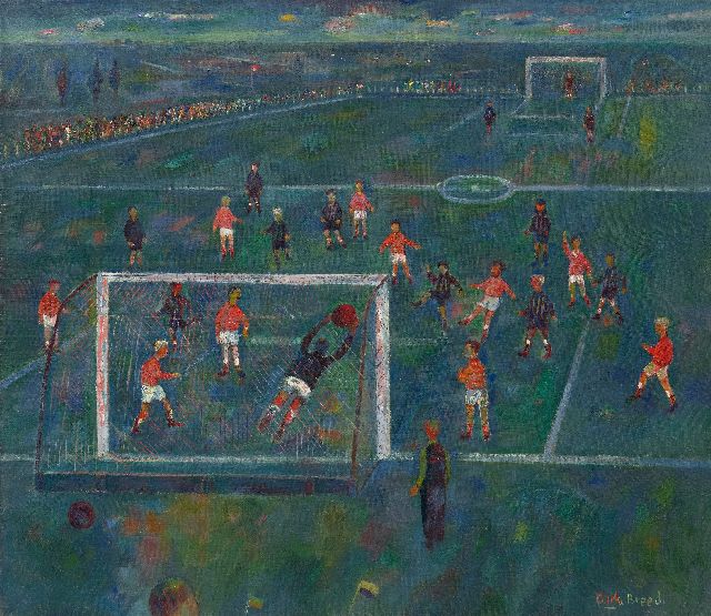 Breed D.C.  | Voetbalwedstrijd van Oranje -  ..., olieverf op doek 70,0 x 80,2 cm, gesigneerd r.o.