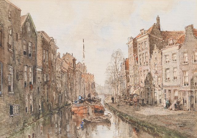 Herman Cornelis Adolf Paradies | Gezicht op het Schie te Schiedam, aquarel op papier, 49,3 x 69,8 cm, gesigneerd r.o.