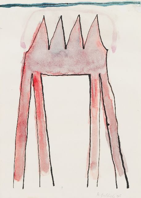 Klaas Gubbels | Koningstafeltje, inkt en aquarel op papier, 14,8 x 10,5 cm, gesigneerd r.o. en gedateerd '75