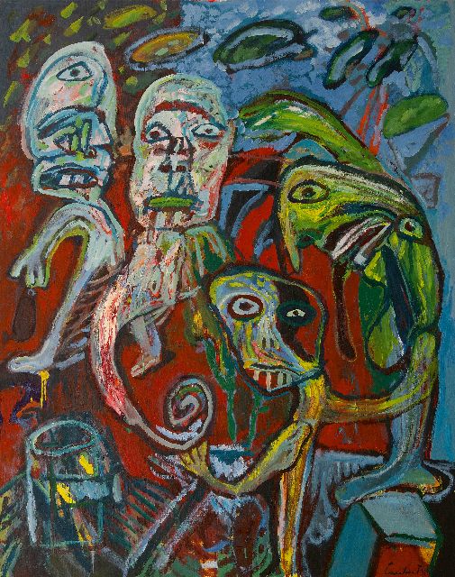 Lucebert | In het honinghuis, olieverf op doek, 145,2 x 114,8 cm, gesigneerd r.o. en gedateerd '89