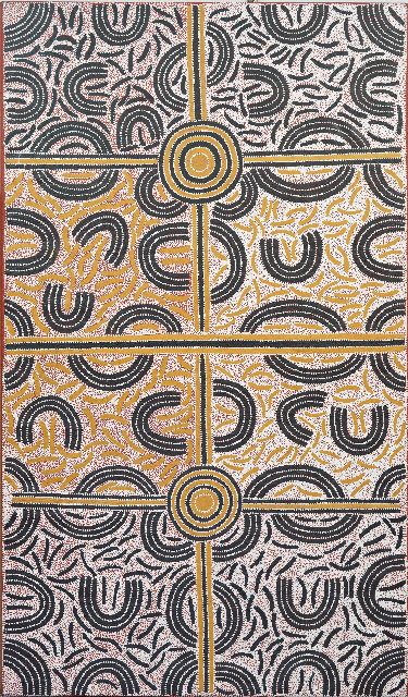 Mpetyane L.B.  | Ahakeye (Bush Plum) Dreaming, acryl op doek 210,0 x 120,0 cm, apr 07