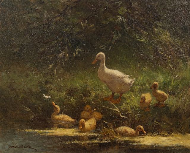Artz C.D.L.  | Leren zwemmen, olieverf op paneel 40,1 x 50,0 cm, gesigneerd l.o.