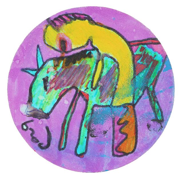 Herman Brood | Man en dier (bierviltje), gesigneerd l.o.