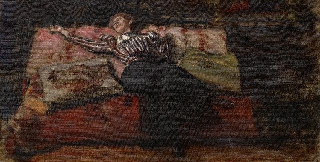 Albert von Keller | Dromend, olieverf op doek, 26,5 x 50,4 cm