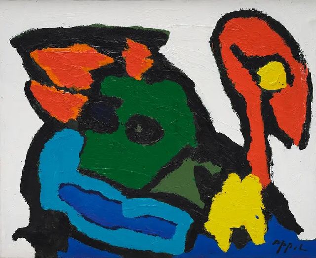 Karel Appel | Zonder titel, acryl op papier op doek, 69,0 x 85,0 cm, gesigneerd r.o.
