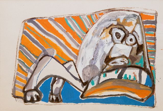 Lucebert | Waakhond II, gouache op papier, 70,0 x 100,3 cm, gesigneerd l.o. en gedateerd 77.VIII.5