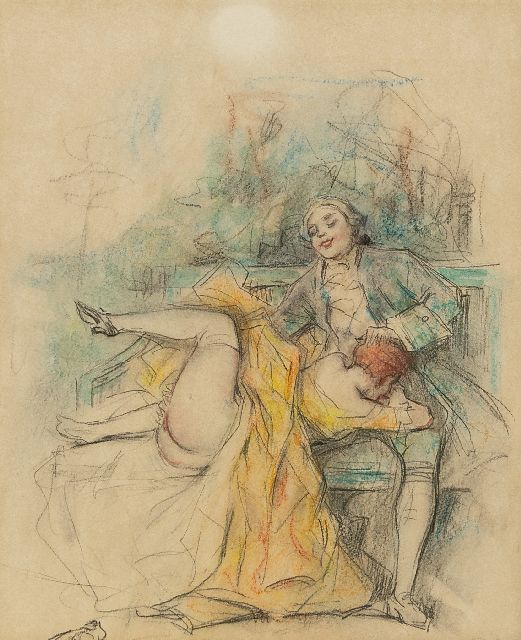 Tom Poulton | Société de secours mutuel / Wederzijdse ondersteuning, kleurpotlood op papier, 21,5 x 18,0 cm