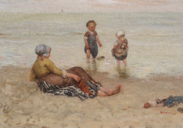 Bernard Blommers | Pootjebaden, olieverf op doek, 48,0 x 66,9 cm, gesigneerd r.o.