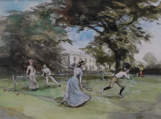 John Goodall | Een potje gemengd dubbel, inkt en aquarel op papier, 21,4 x 28,3 cm, gesigneerd r.o.