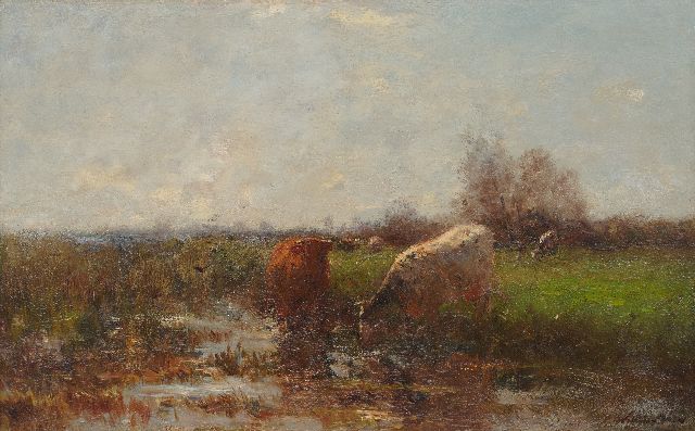 Willem Maris | Voorjaar, olieverf op paneel, 35,8 x 57,7 cm, gesigneerd r.o. en verso op etiket en verso op etiket gedateerd maart 1911