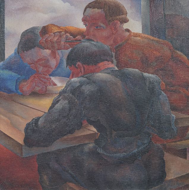 Schipper M.  | Schafttijd, olieverf op doek 90,0 x 90,0 cm, gesigneerd l.o. en gedateerd 1935