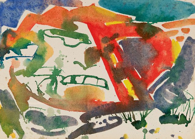 Jordens J.G.  | Schiermonnikoog, aquarel en ecoline op papier 20,3 x 28,5 cm, gesigneerd l.b. en gedateerd 9 9 57, zonder lijst