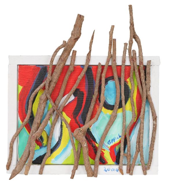 Karel Appel | Tuinen Amsterdam gezien door het Amsterdams Bos, acryl op doek en hout, 35,8 x 45,7 cm, gesigneerd r.o. en gedateerd 2004