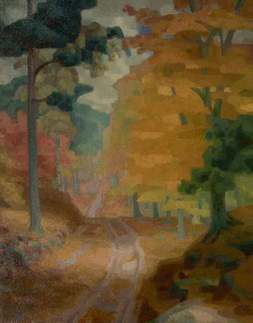 Fekkes J.H.  | Boslaantje, olieverf op doek 120,3 x 94,8 cm, gesigneerd r.o. en gedateerd 1920