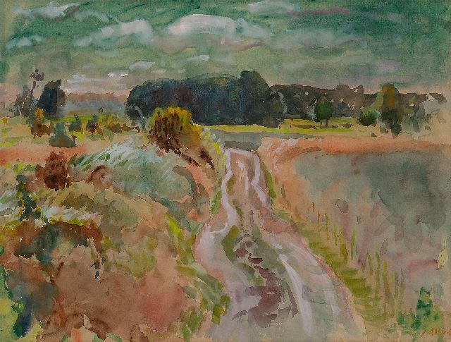 Jan Altink | Landweg, Groningen, gouache op papier, 50,5 x 65,7 cm, gesigneerd r.o. en gedateerd '51