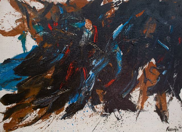 Gust Romijn | Compositie, olieverf op doek, 110,2 x 150,5 cm, gesigneerd r.o. en gedateerd '60