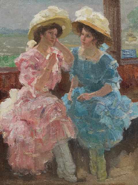 Willem Vaarzon Morel | Op de veerboot, olieverf op doek, 50,8 x 38,3 cm, gesigneerd r.m.