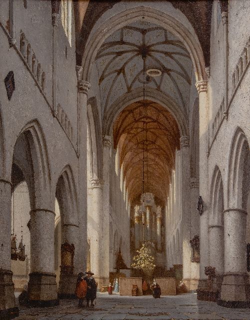 Jan Jakob Schenkel | Interieur van de St. Bavokerk, Haarlem, olieverf op paneel, 77,4 x 61,0 cm, gesigneerd l.o. en te dateren ca. 1861-1875
