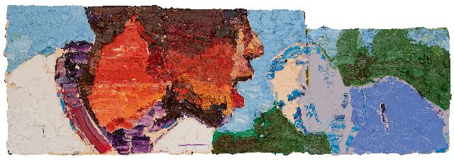 Carlos Blaaker | Cartagena, olieverf op jute op paneel, 26,2 x 76,7 cm, gesigneerd verso en verso gedateerd 2025