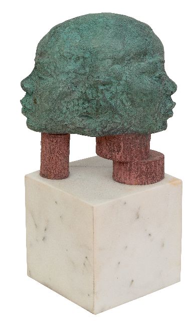 Blaaker C.H.  | Dubbel portret, brons en marmer 17,5 x 16,0 cm