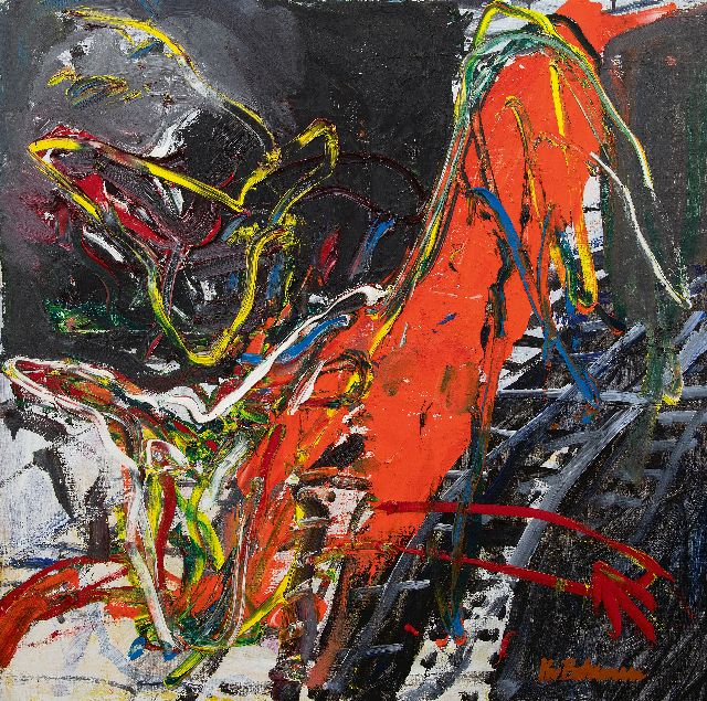 Kees van Bohemen | Zonder titel, olieverf op doek, 100,0 x 100,0 cm, gesigneerd r.o.