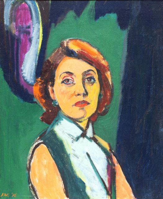 Wiegers J.  | Portret van mevrouw Raedecker, wasverf op doek 73,0 x 60,3 cm, gesigneerd l.o. met initialen en gedateerd '56