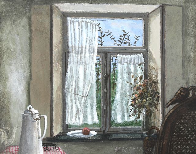 Herman Berserik | Voorjaar buiten, acryl op paneel, 29,5 x 37,0 cm, gesigneerd r.o. en gedateerd '94