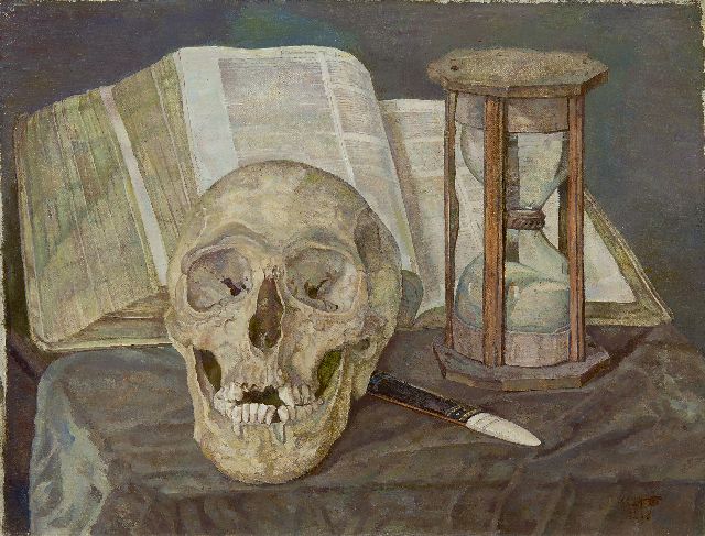 Corrie Pabst | Vanitas stilleven, olieverf op doek, 30,5 x 40,2 cm, gesigneerd r.o. en gedateerd 1908