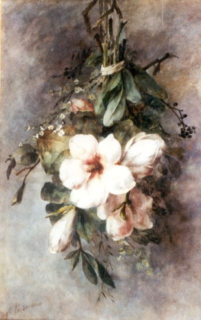 Margaretha Roosenboom | Magnolia's, Aquarell auf Papier, 65,0 x 41,9 cm, gesigneerd l.o.