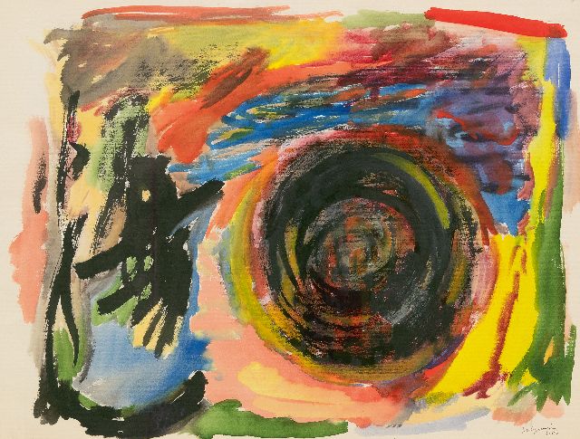 Mesengier | Compositie, gouache op papier, 53,0 x 70,0 cm, gesigneerd r.o. en gedateerd 1956