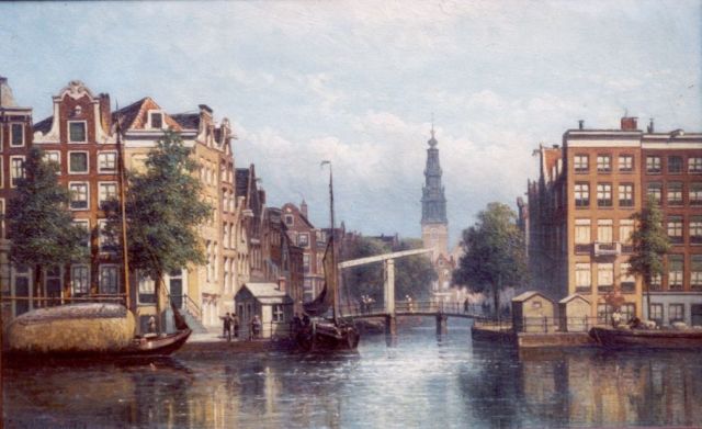 Eduard Alexander Hilverdink | A view of the Groenburgwal, Amsterdam, Öl auf Leinwand, 29,5 x 46,7 cm, signed l.l. und dated '79