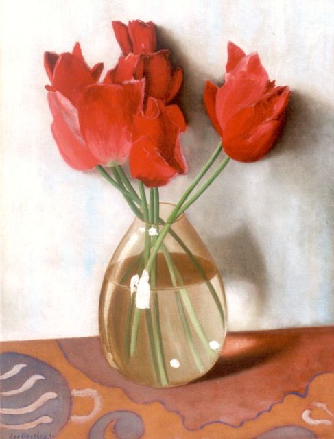 Oosthout L.P.B.  | Tulips in a vase, Öl auf Leinwand 40,0 x 30,0 cm, signed l.l.