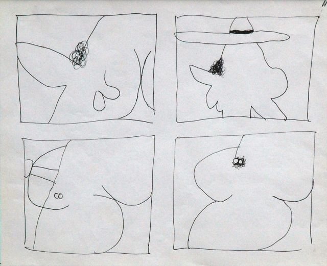 Roëde J.  | Erotische Skizzen, Feder auf Papier 20,7 x 25,9 cm