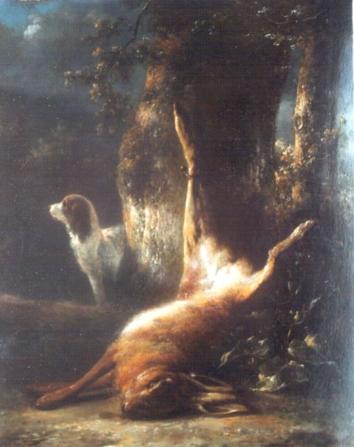 Joannes Esman | Op zoek naar prooi  (toegeschreven aan), olieverf op paneel, 38,4 x 30,5 cm