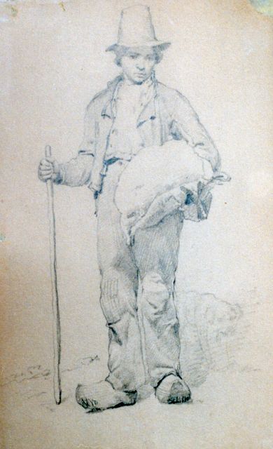Koekkoek B.C.  | A farm labourer, Bleistift auf Papier 23,0 x 13,8 cm