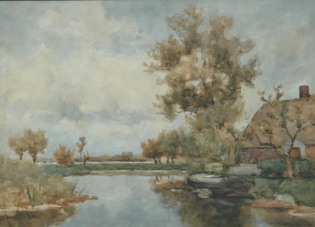 Jan Hendrik Weissenbruch | Farm at the water's edge, Aquarell auf Papier, 43,5 x 59,0 cm, signed l.l. und dated 1900